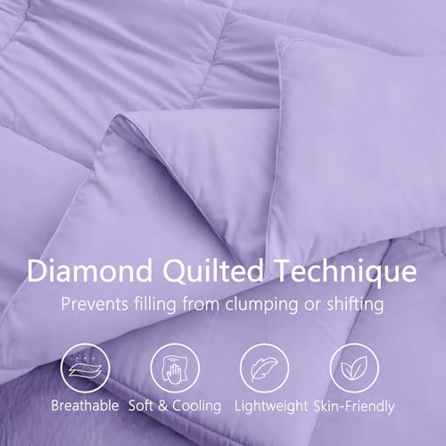 Image of TEXARTIST Premium 2100 Series King Comforter All Season Breathable Lavender Purple Comforter Soft 4D Spiral Fiber Quilted Down Alternative Duvet Insert with Corner Tabs Luxury Hotel Style (90 inchx106 inch)
