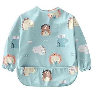 Nombear ® Baby Weaning Bib with Sleeves – Waterproof Baby Bibs 6-12 Months for Baby Led Weaning, Coverall Bibs for Baby Feeding, Long Sleeve Bibs for Toddler, Baby Bibs with Sleeves, Baby Apron