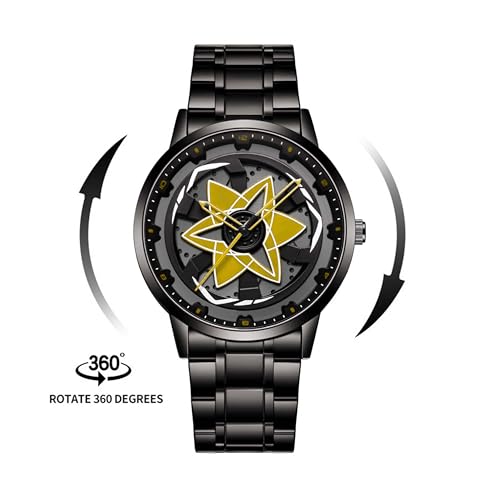 Image of Branded Men's Sport Quartz Watch Ninja Wheel Dial 360 Rotating Casual Fashion Stainless Steel Alloy Mens & Boy's Luxury Metal Gift Creative Watch