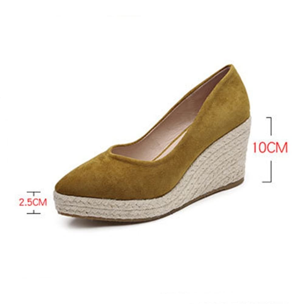 Espadrillas Con Tacco 10 Cm In Pelle Scamosciata - Sandali Con Zeppa Per Donna, Colore Albicocca, Taglia 37