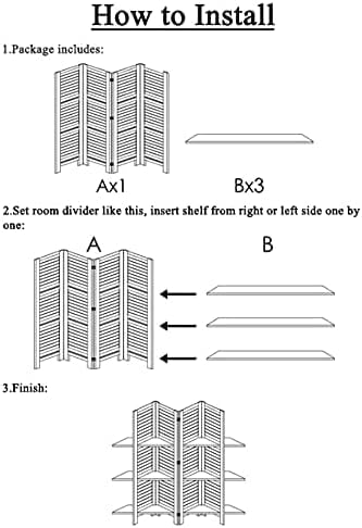 RHF 5.6 ft.Tall-6 Panels Room Divider, Privacy Screen Room Dividers and Folding Privacy Screen, Partition Wall, Room Dividers with 2 Display Shelves,Natural-6 Panel, 2 Shelves