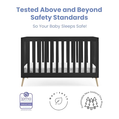 Image of Delta Children Essex 4-in-1 Convertible Baby Crib, Ebony with Natural Legs