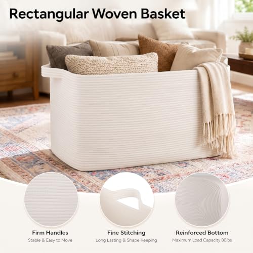 OIASKET 108L Extra Large Blanket Basket Living Room, 24.8" x 16.2" x 16.2" — view 3