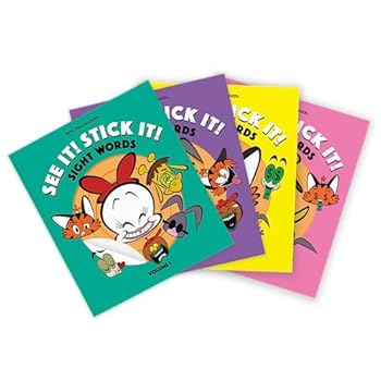 Paperback Mrs Wordsmith | See it! Stick it! Sight Words (Volumes 1-4) | Illustrated Vocabulary Sticker Book for Kids | Ideal for Ages 4 - 6 | Softcover Sticker Book | 200 Stickers Book