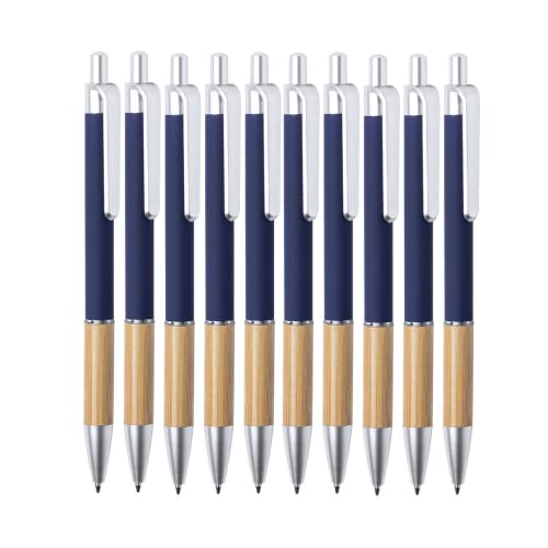 Lot de 10 stylos à bille en bambou et plastique ABS (bleu) Cover