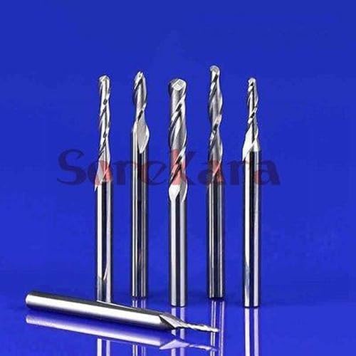 3.175x1.5x8mm SHK Ball Nose Two Flutes Spiral End Mills Round Bottom Double Flutes Milling Cutter Carving Tools