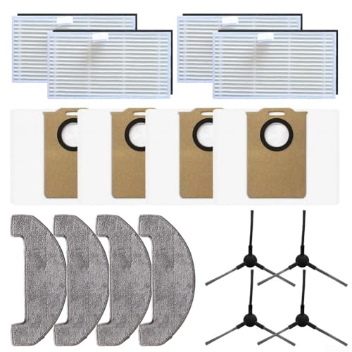 For uninell UR3 Robot Vacuum Accessories Kit with HEPA Filter, Side Brush, Mop Cloth and Dust Bag – 4 Pack Replacement Parts