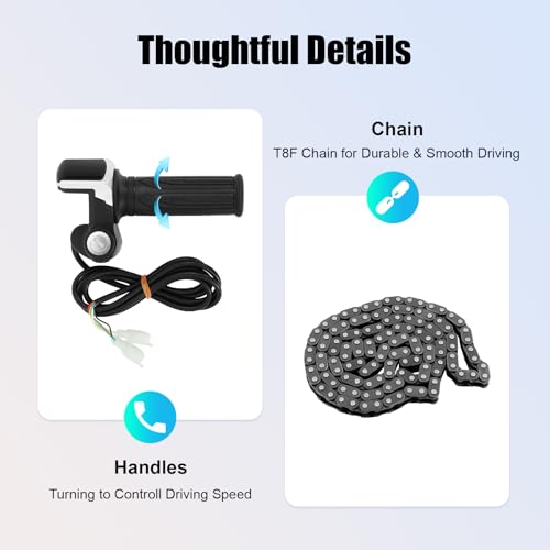 Veruopes 48v 1000w Brush Electric Bicycle Conversion Kit with Lk-07 Controller Drive Handle Ebike Conversion Kit for Convert Small Go-Karts, Beach Bikes, Evo Scooters, Small Electric Motorcycles