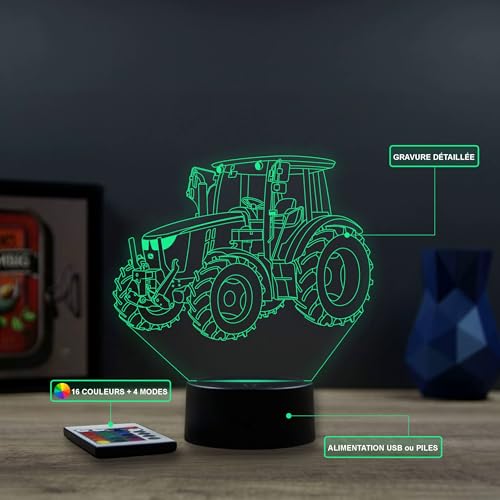 Cadeau agricole original avec la lampe 3D John Deere LED - 3