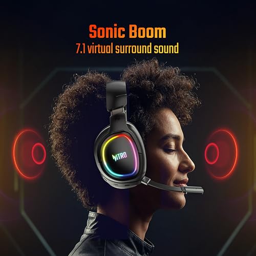 Image of acer Nitro Triple-Mode Gaming Headset | Bluetooth + 2.4GHz USB-C /USB-A Dongle + Wired | 50mm Drivers | 7.1 Virtual Surround | Running RGB | Low Latency <30ms | Flexible LED Mic | Windows /Android /iOS