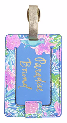 Lilly Pulitzer Leatherette Luggage Tag with Secure Strap, Colorful Suitcase Identifier for Travel2