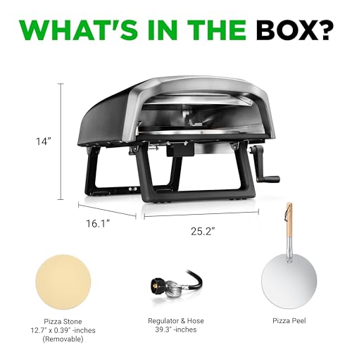 NutriChef Portable Outdoor Gas Pizza Oven - 12 Inch, Rotating Pizza Stone, Quick Heating, Premium Stainless Steel, Ready in 60 Seconds - Image 6