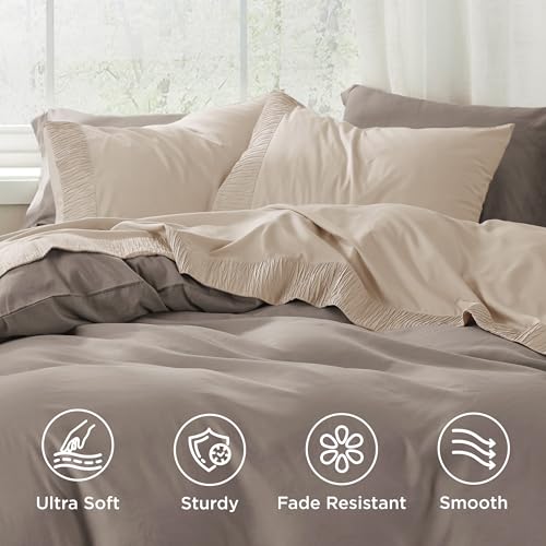 Image of Bedsure Full Size Bed Sheets - 4 Pieces Soft Full Sheet Set - Breathable & Cooling - Hotel Luxury - Easy Care Polyester Microfiber Bedding for Women, Men, Beige