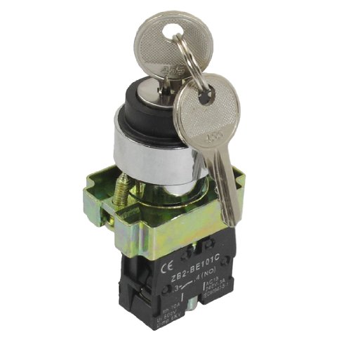 uxcell 22mm Locking 1 NO Two 2-Position Keylock Selector Select Switch ZB2-BG21