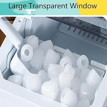 Ice Maker Machine Portable, Nugget Ice Cube Maker for Home Kitchen, Office, Bar & Restaurant with Ice Scoop and Basket - Electric Countertop Ice Maker