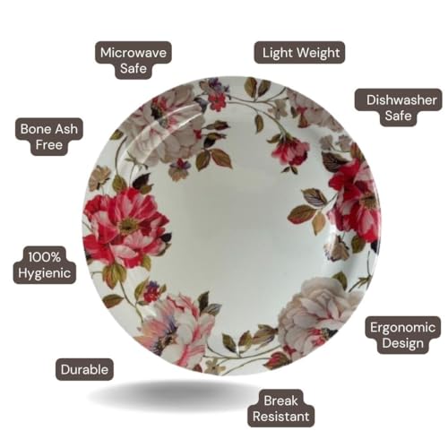 Image of Melamine Quarter Plates | Round Half Plate Serving Set| Break Resistant | Plates for Snacks, Lunch, Dinner | Plates for Home, Office, Restaurant | Set of 6 | 7 Inch's (Lily)