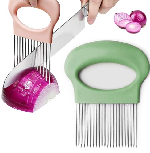 Onion Slicer, 2025 Upgraded Stainless Steel Cutter for Lemon, Lemon Slicer, Chopper Slicing Assistant Tool for Meat, Vegetable, Onion, Potato, Tomato Home Kitchen Tools (1, Green)