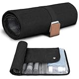 Travel Toiletry Organizer Roll Bag,Compact Portable Design with Multiple Compartments (Black)