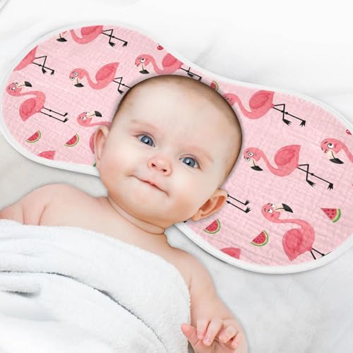 2 Pack Muslin Burp Cloths Flamingo Pink Cotton Baby Burp Cloths Soft Burping Cloth Absorbent Spit Up Rags for Newborn Baby Boys Girls, Large 22" x 11"4