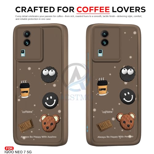 Image of AESTMO Back Case Cover for iQOO Neo 7 /7 Pro 5G Cover | Cute Fun Cartoon 3D Ball | Coffee Silicone Case | Full Body Protection | Camera Protection Back Cover for iQOO Neo 7 /7 Pro 5G (Brown)