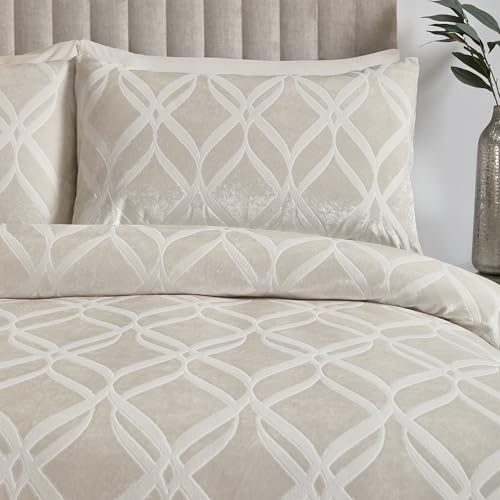 Soiree - Belfort - Jacquard Duvet Cover Set - Double Bed Size in Silver, Champagne - Image 2