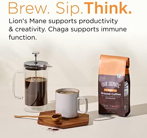 Four Sigmatic Mushroom Ground Coffee with Lion's Mane, Think, Dark Roast, 340g