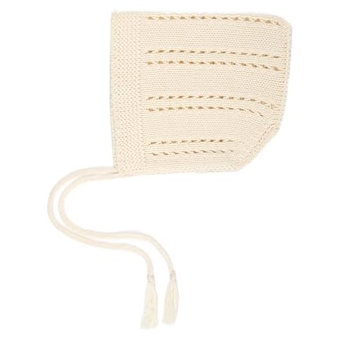 Hoasy Organic Cotton Knit Baby Hat Girls boy Weather Knitted Hollow Handmade Kids elf Bonnet Size M (US, Age, 12 Months, 3 Years, White) Cover