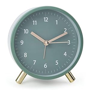Alarm Clock 4.5″ Bedside Analog Alarm Clock for Bedroom Battery Operated Round Clock with Backlight, Green