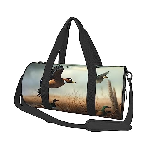 Sac de voyage rond imprimé pour sport fitness et entraînement quotidien noir