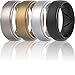ThunderFit Silicone Rings for Men - Breatheable Airgrooves Step Edge 10mm Wide - 2.5mm Thick (Gun Metal C, Bronze B, Silver B, Black - Size 9.5 - 10 (19.8mm))