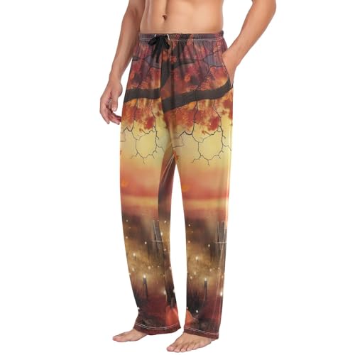 Men's Pajama Pants Autumn Pumpkin Harvest Thanksgiving Sleep Pajama Lounge Pant with Pockets, Elastic Waistband4