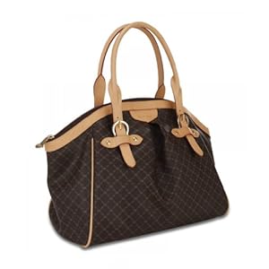 Rioni Designer Handbags & Luggage Signature Brown Ruched Satchel with Buckle