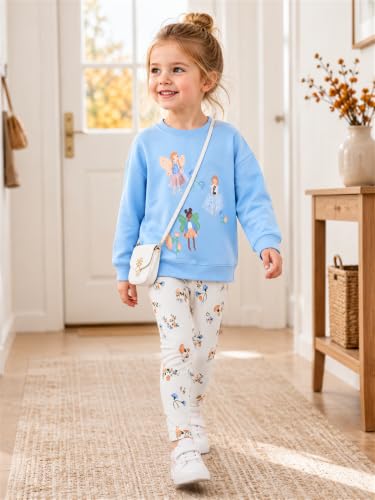 Image of Little Girls Clothes Sets - Cute Sweatshirts Top Shirt & Leggings 2 Piece Kids Fall Winter Outfits Toddler Clothing