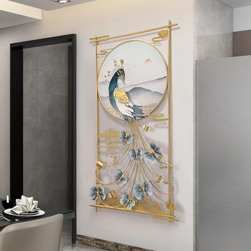 Image of Pinnacle Craft India Peacock Design Metal Wall Art(48x24inch) | Home Deccorative Wall Sculpture | Wall-Mounted Sculpture | Hanging for Living Room, Kitchen, Office, Restuarant | Decoration Gifts