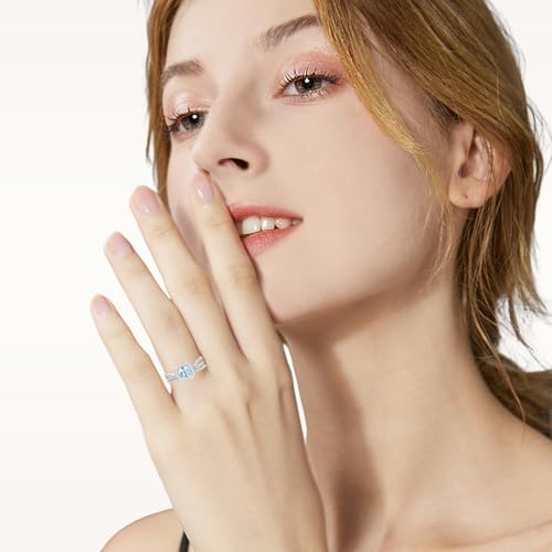 10K 14K 18K Gold Natural Aquamarine diamond Engagement Ring Sets for Women, 1.0 Carat Pear/Heart/Rould/Cushion Cut Aquamarine diamond Wedding Ring Set Bridal Ring Set Promise Ring for Wife Her2