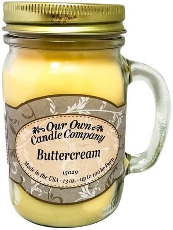 Our Own Candle Company Buttercream Scented 13 Ounce Mason Jar Candle