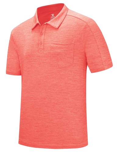 Image of Rdruko Men's Polo Shirts Short Sleeve Quick Dry Outdoor Golf Sports Shirts with Pocket