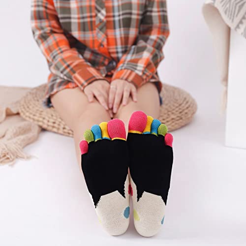 Image of CaiDieNu Women's Animal Toe Socks - Cotton Five Finger Colorful Funny Casual Crew Socks for Ladies