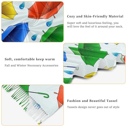 Multi-colored Umbrellas Pattern Winter Scarf for Women, Fashion Women Scarfs, Pashmina Shawls and Wraps Warm Long Blanket Scarves4