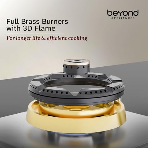 Image of Beyond Appliances Dorado 3 Burner Smart Glass Hobtop Gas Stove | Auto Ignition | Digital Timer | Flame Failure Device | Toughened Glass | LPG & PNG Compatible