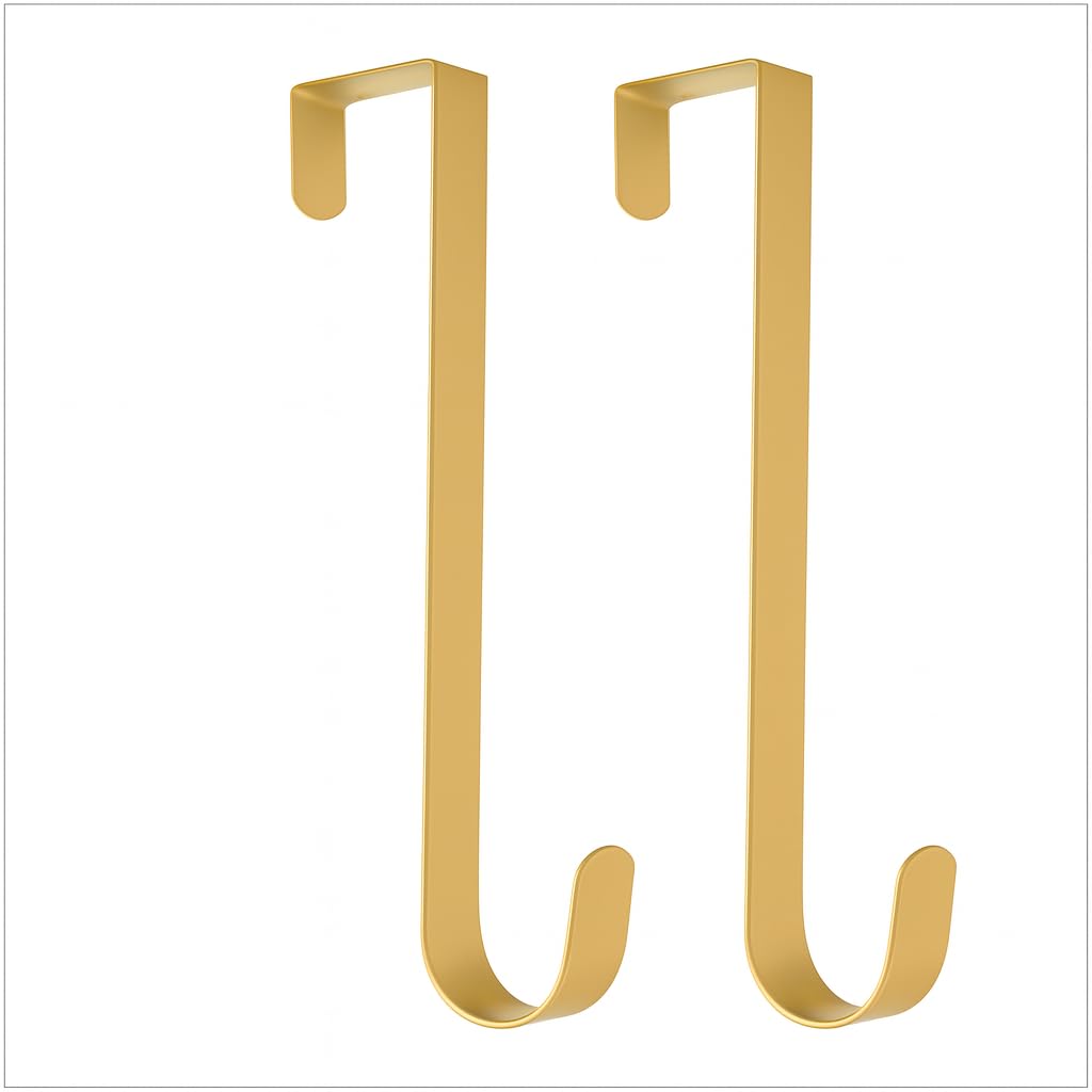 Floralcraft Gold 13" Wreath Hook - Wreath Door Hanging Hanger Hook For Christmas Wreaths (Set Of 2)