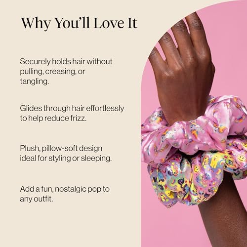 Image of Lisa Frank x Kitsch Pillow Satin Scrunchies for Women - Hair Ties No Damage, No Crease Hair Accessories | For Day or Night Use | Ideal Gifts for Women - 2pcs