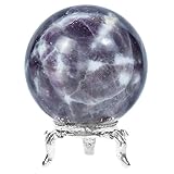 Crocon 50mm Morado Opal Sphere Ball With Metal Stand 1400+ Carats - Gemstone Healing Sculpture Figurine for Fengshui Divination, Home Decoration, Photography Crystal