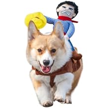 Cowboy Rider Dog Costume Waving Hat - Funny Dog Halloween Costumes with Doll and Hat, Adjustable Knight Style Costume for Labs, German Shepherds, and Golden Retrievers, and More XS