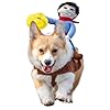 Deluxe Cowboy Rider Pet Costume Funny Dog Halloween Outfit with Doll and Hat Adjustable Knight Style Costume for Labs German Shepherds and Golden Retrievers and More L