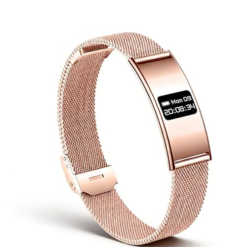 Sxhlseller Braccialetto Fitness Tracker, Braccialetto Intelligente per Uomini e Donne, Tracker di attività e Fitness, Resistente All'acqua IPX8, modalità Multisport, Avviso di Chiamata, (GOLD)