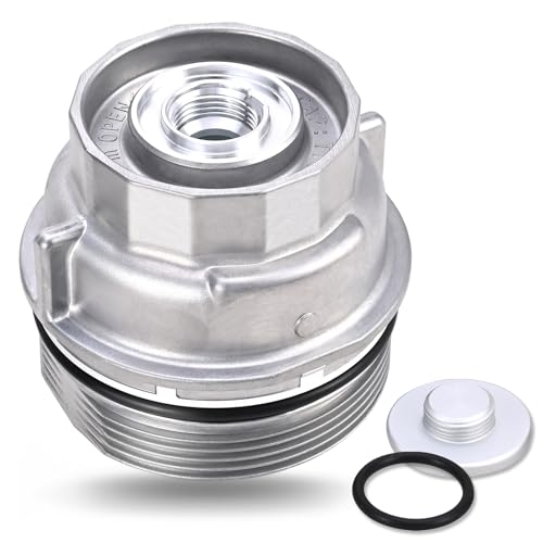 Upgraded Aluminum Oil Filter Housing Cap Assembly with O-Ring Seal Replacement for Toyota Camry Highlander RAV4 Sienna Tacoma Tundra 4Runner Avalon Lexus RX350 ES350 Replaces 15620-31060
