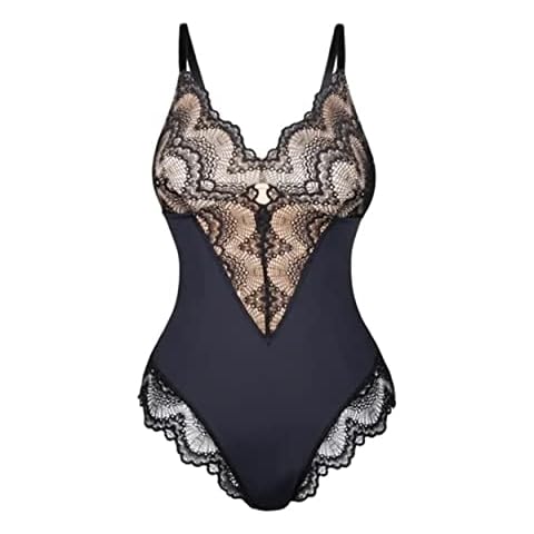 PPWW Sexy Lace Tummy Control Bodysuit, Backless Body Shaper (XL,Black) Cover