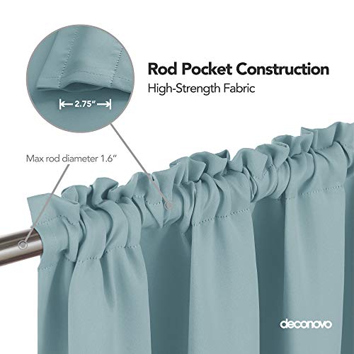 Image of Deconovo Polyester & Polyester Blend Solid Rod Pocket Blackout Curtain, Door - 7 Feet, Light Blue