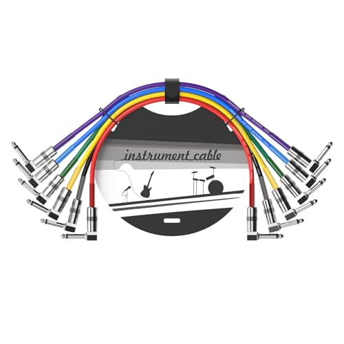 AITONE Patch Cables 6 Pack 1/4 Inch Patch Cords for Bass Guitar Effect Pedal 1.2ft (A-C05)